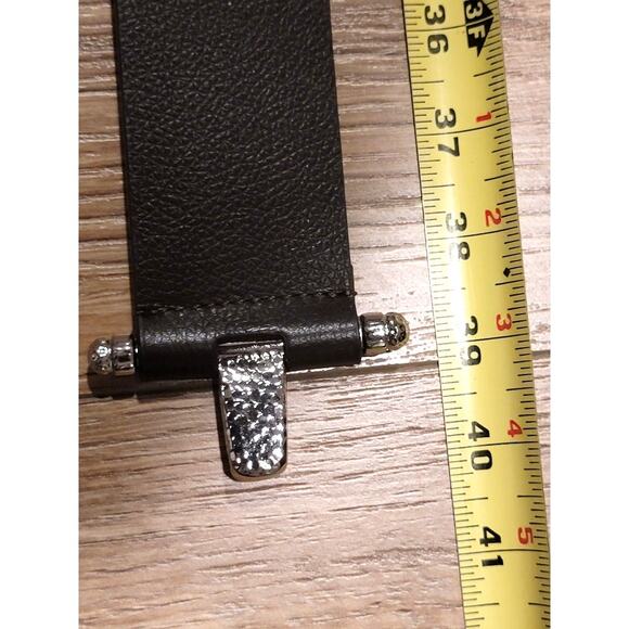 Chico's Wide Leather Belt Women's Sz S/M Brown Silver 40" L "READ" - Picture 5 of 12